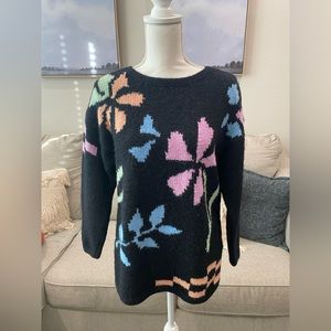 80s abstract sweater vintage black 80s sweater, Liz Claiborne, 100% Wool